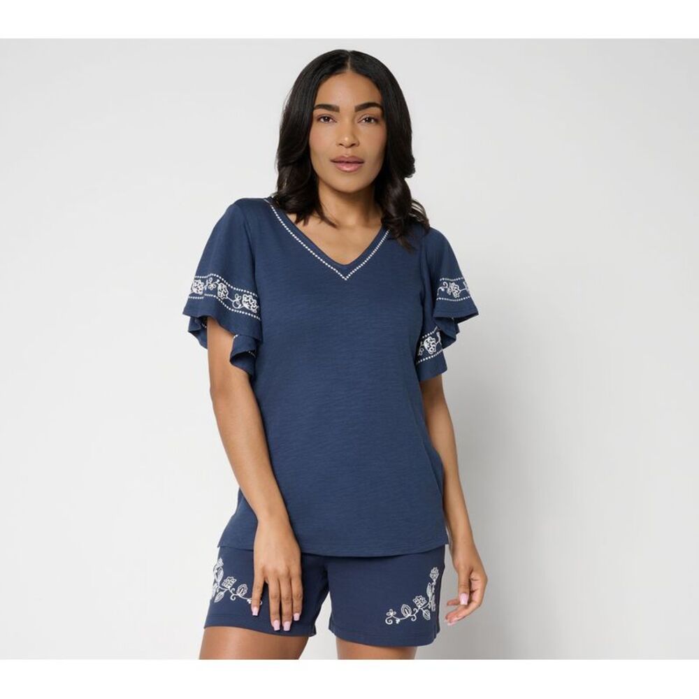 Belle by Kim Gravel Women's Top Sz XS Make Your Selection: Slub Knit Blue